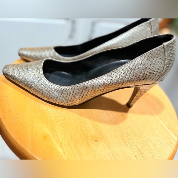 Gold Snakeskin Heels - Picture 2 of 12